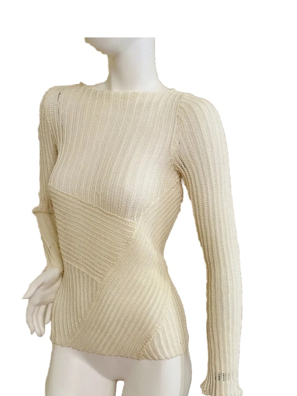 Nude Ribbed off white Top Size  44IT Made In Italy